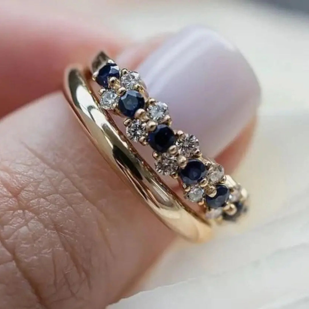 Gold Sapphire Diamond Stacking Ring - Diane Jewelry