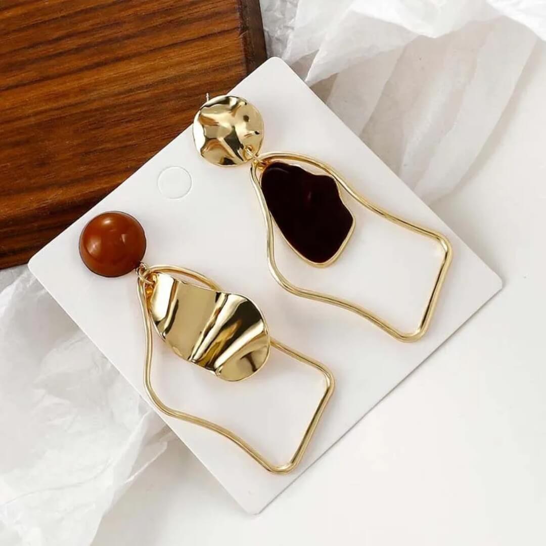 Minimalist Gold Resin Earrings - Diane Jewelry