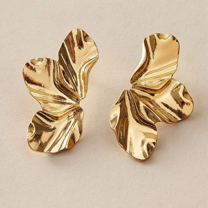 Gold Flower Statement Stud Earrings - Diane Jewelry