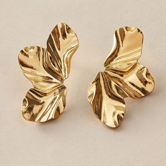 Gold Flower Statement Stud Earrings - Diane Jewelry
