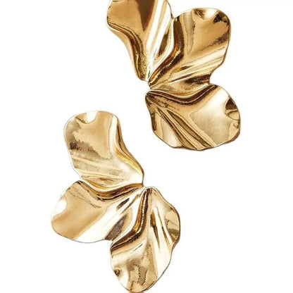 Gold Flower Statement Stud Earrings - Diane Jewelry