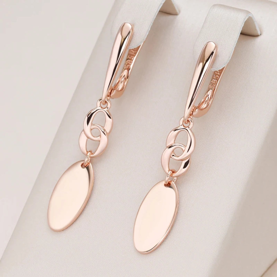Elegant Oval Dangle Earrings Gold - Diane Jewelry