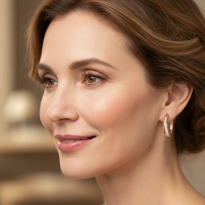 Gold Crystal Accent Hoop Earrings Emma & Noah Jewelry