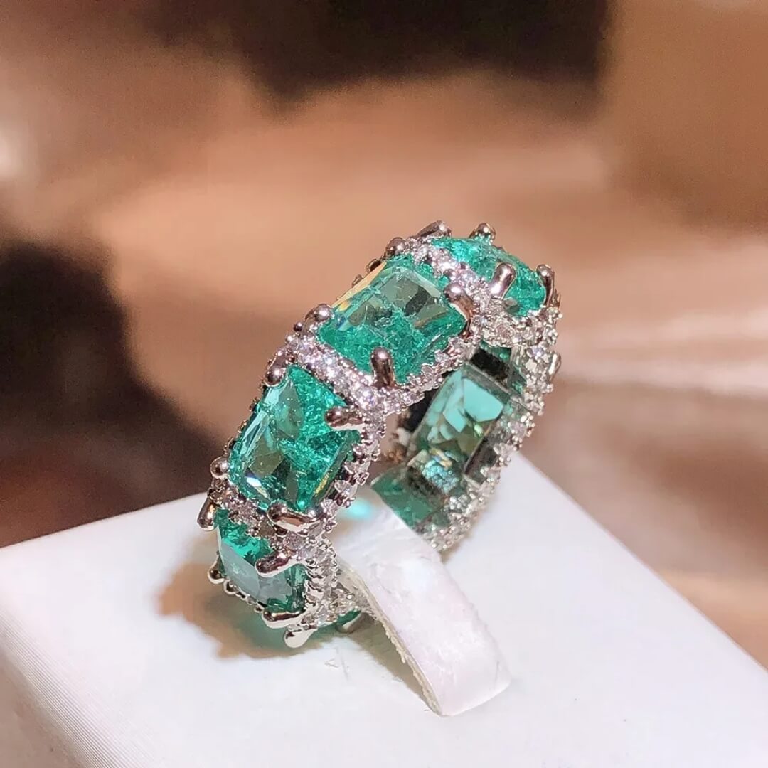 Elegant Green Diamond Ring Band - Diane Jewelry