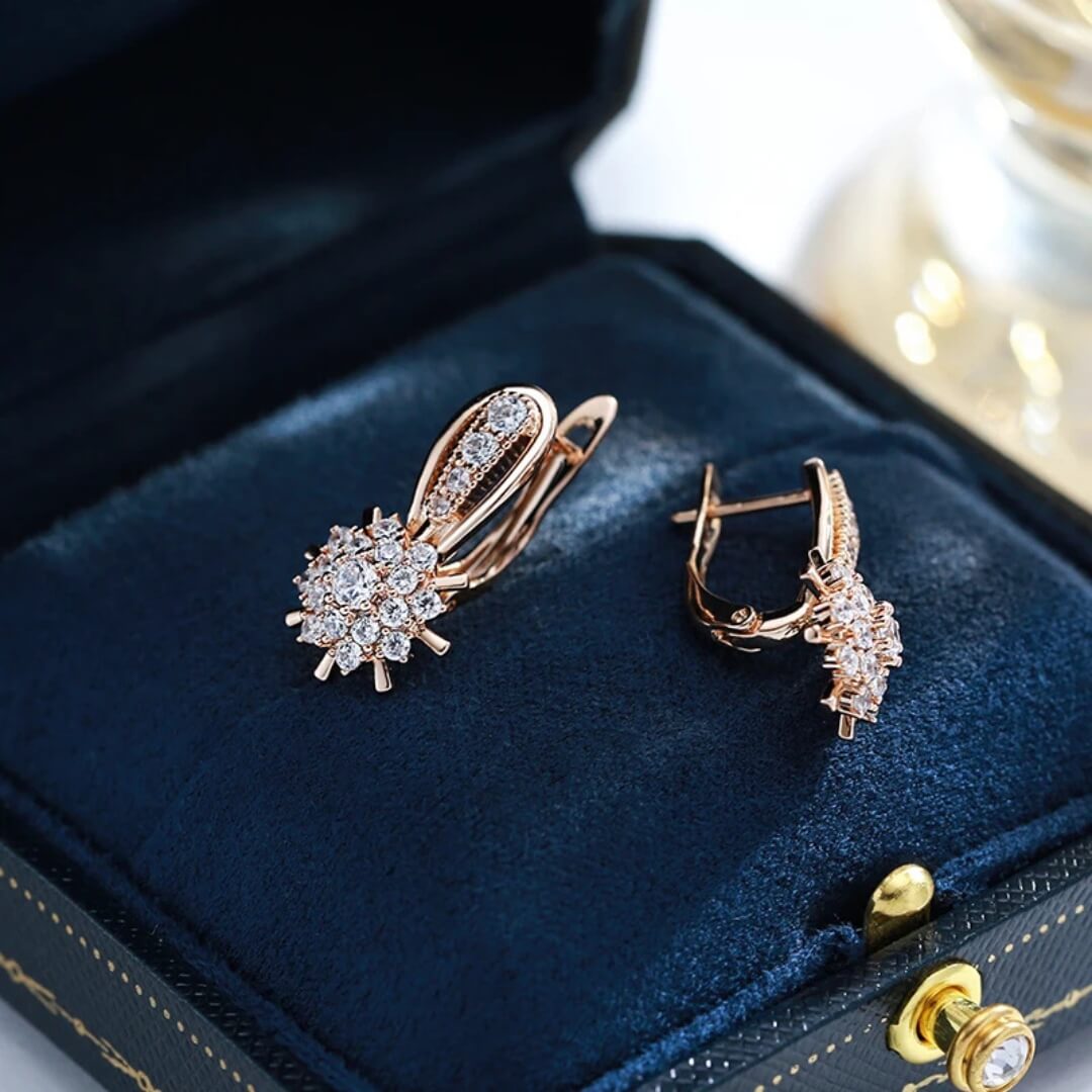 Rose Gold Crystal Stud Earrings - Diane Jewelry