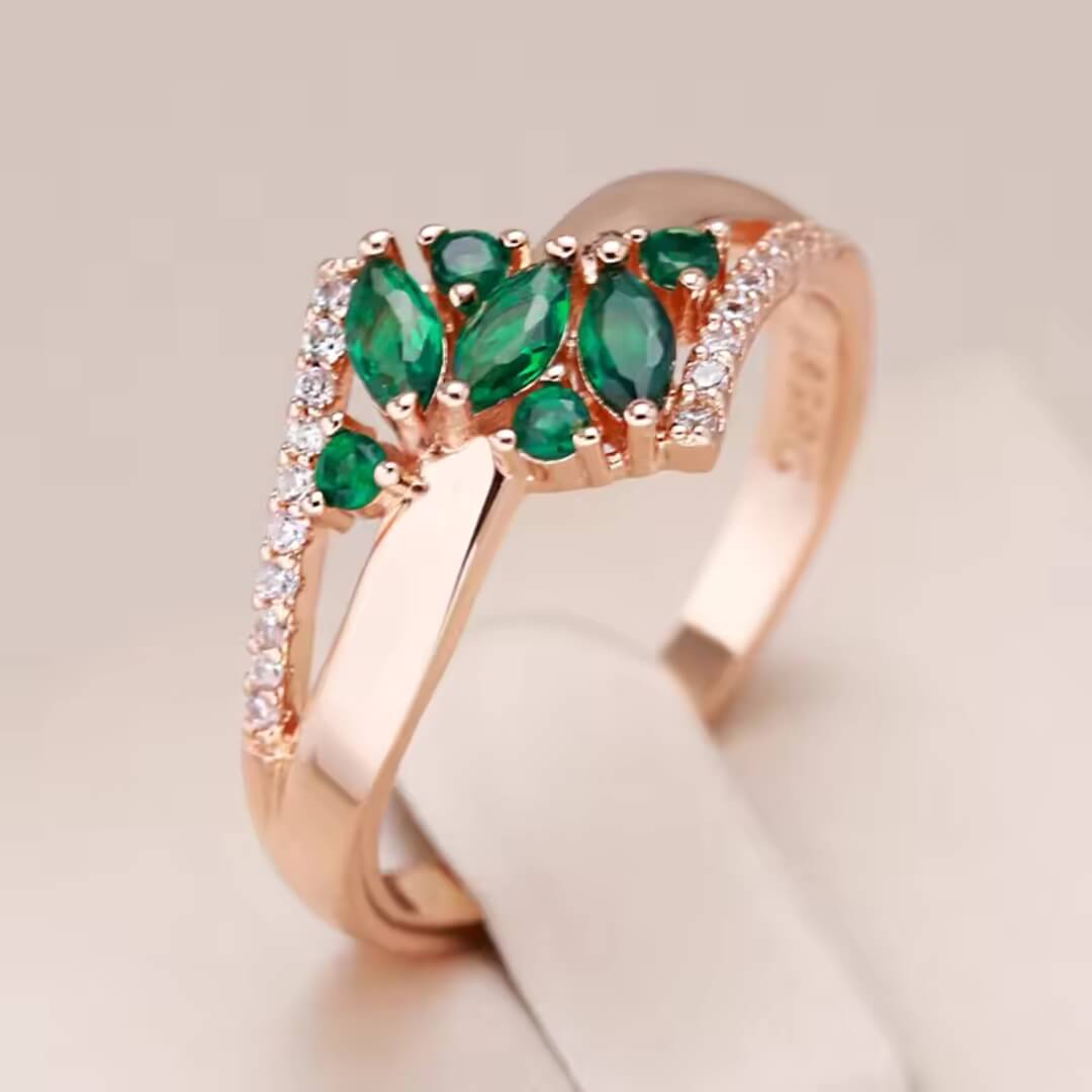 Elegant Emerald Rose Gold Ring - Diane Jewelry