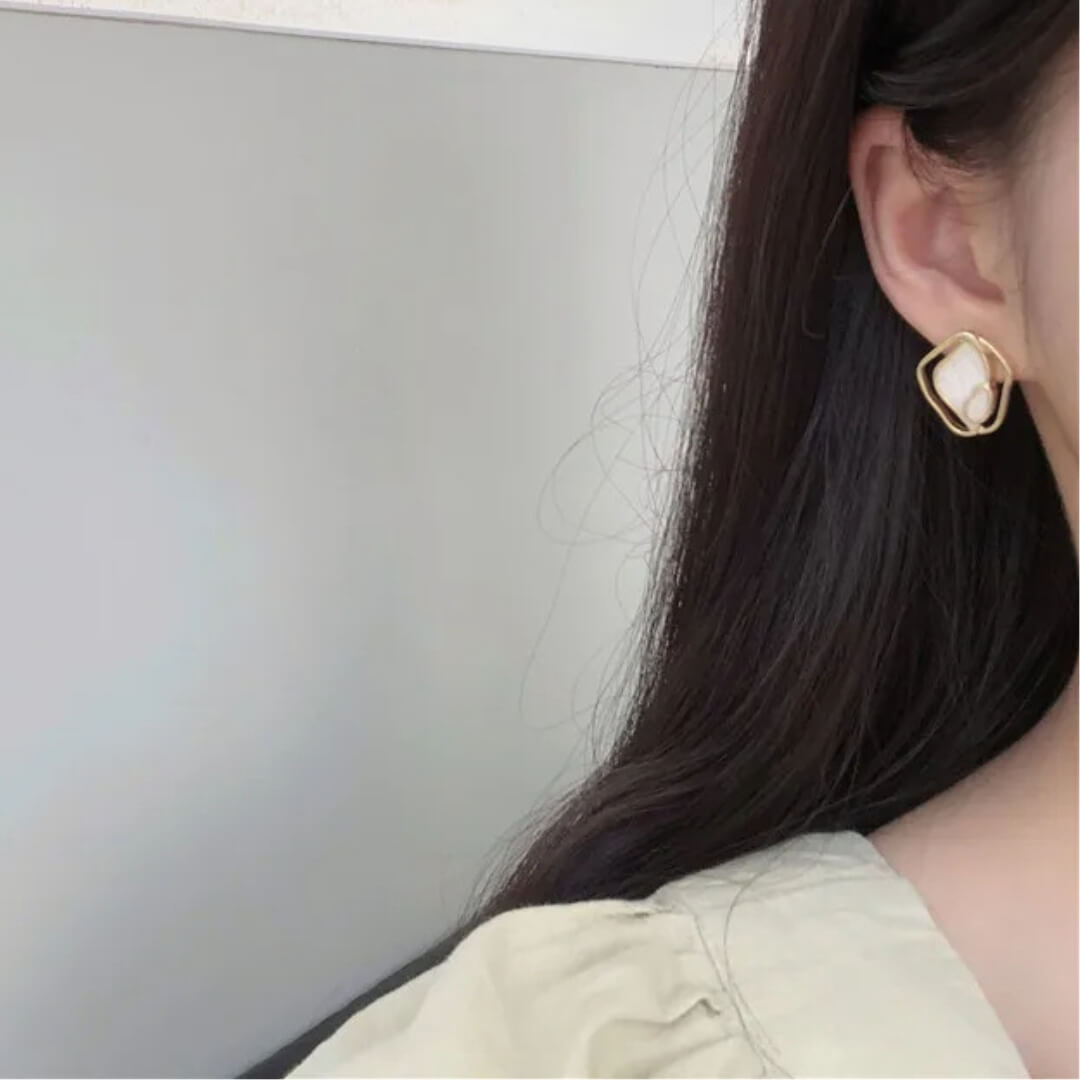 Abstract Gold Statement Stud Earrings - Diane Jewelry