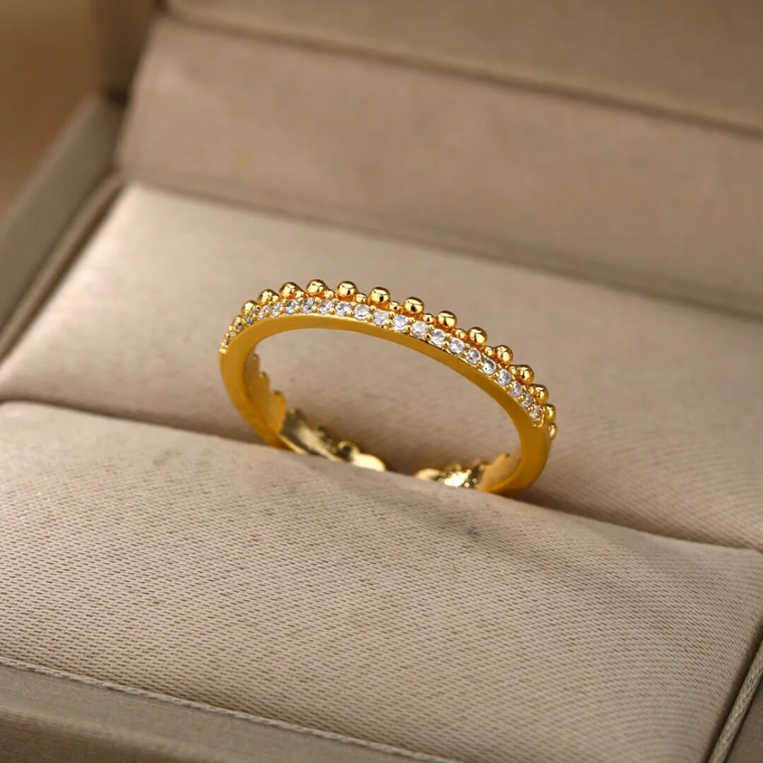 Gold Beaded Adjustable Stack Ring - Diane Jewelry
