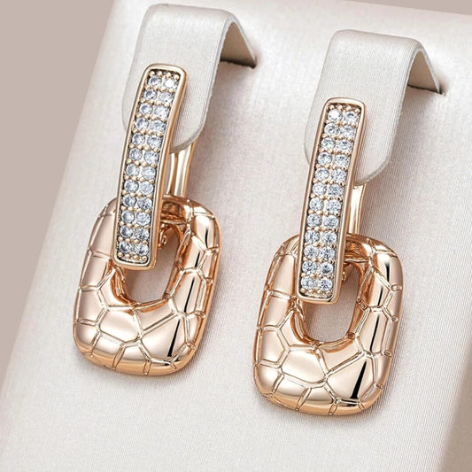 Gold Geometric Rhinestone Drop Earrings - Diane Jewelry