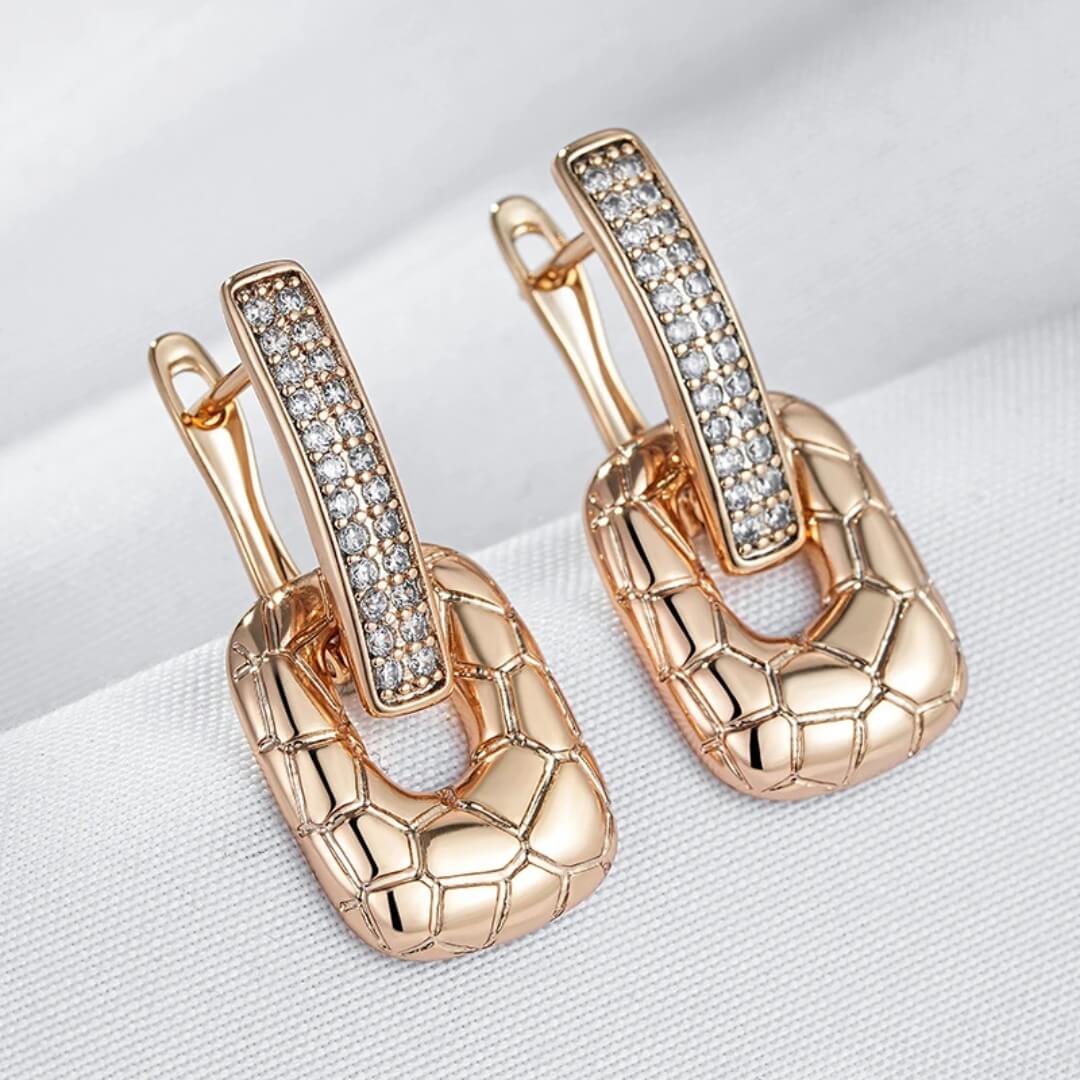 Gold Geometric Rhinestone Drop Earrings - Diane Jewelry