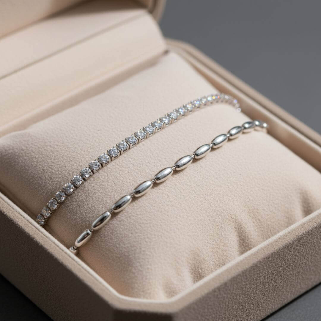 Silver Dainty Chain Bracelet Set Emma & Noah Jewelry