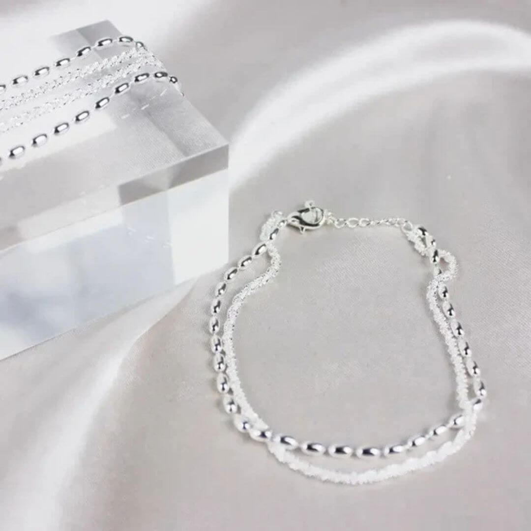 Silver Dainty Chain Bracelet Set - Diane Jewelry