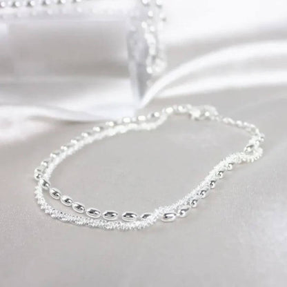 Silver Dainty Chain Bracelet Set - Diane Jewelry