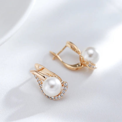 Gold Crystal Teardrop Pearl Earrings - Diane Jewelry