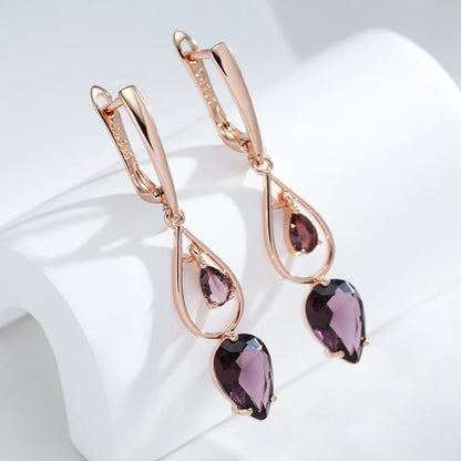 Purple Teardrop Gem Dangle Earrings - Diane Jewelry