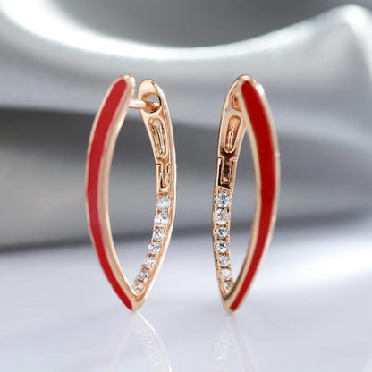 Red Enamel Crystal Hoop Earrings - Diane Jewelry