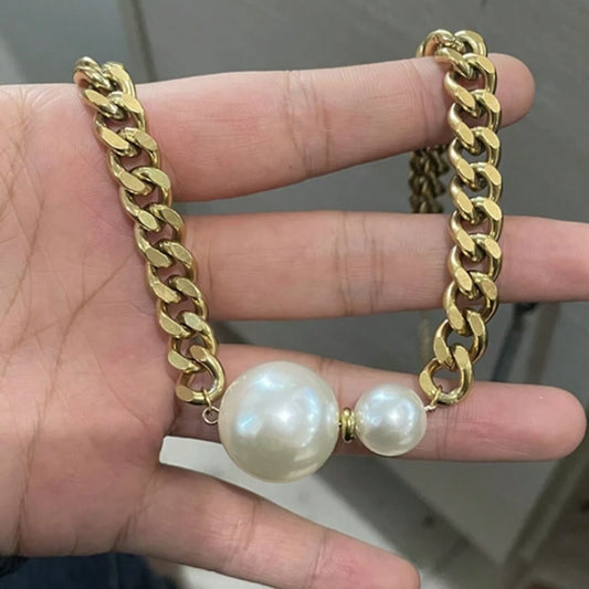 Gold Chunky Pearl Choker Necklace - Diane Jewelry