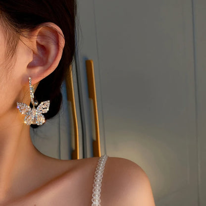 Gold Crystal Butterfly Earrings - Diane Jewelry