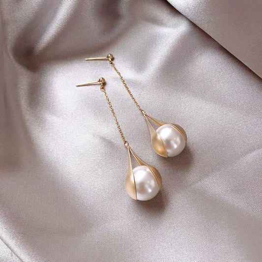Minimalist Gold Pearl Earrings - Diane Jewelry