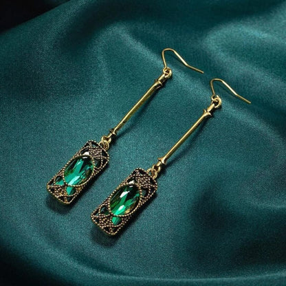 Vintage Emerald Drop Earrings - Diane Jewelry