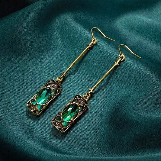 Vintage Emerald Drop Earrings - Diane Jewelry