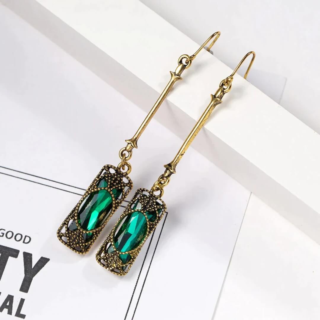 Vintage Emerald Drop Earrings - Diane Jewelry