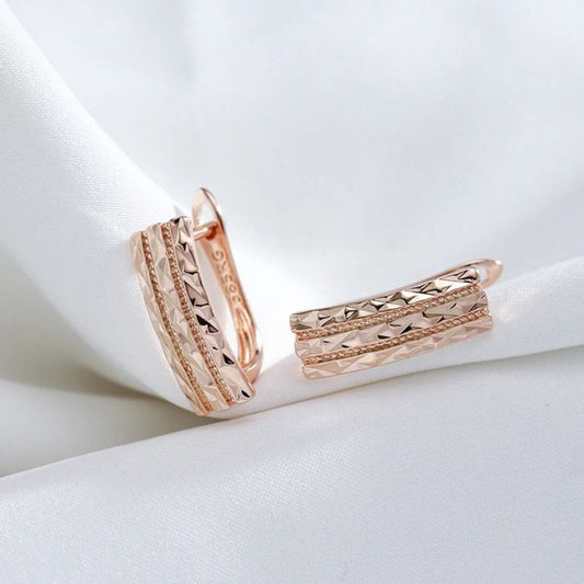 Rose Gold Textured Hoop Earrings - Diane Jewelry