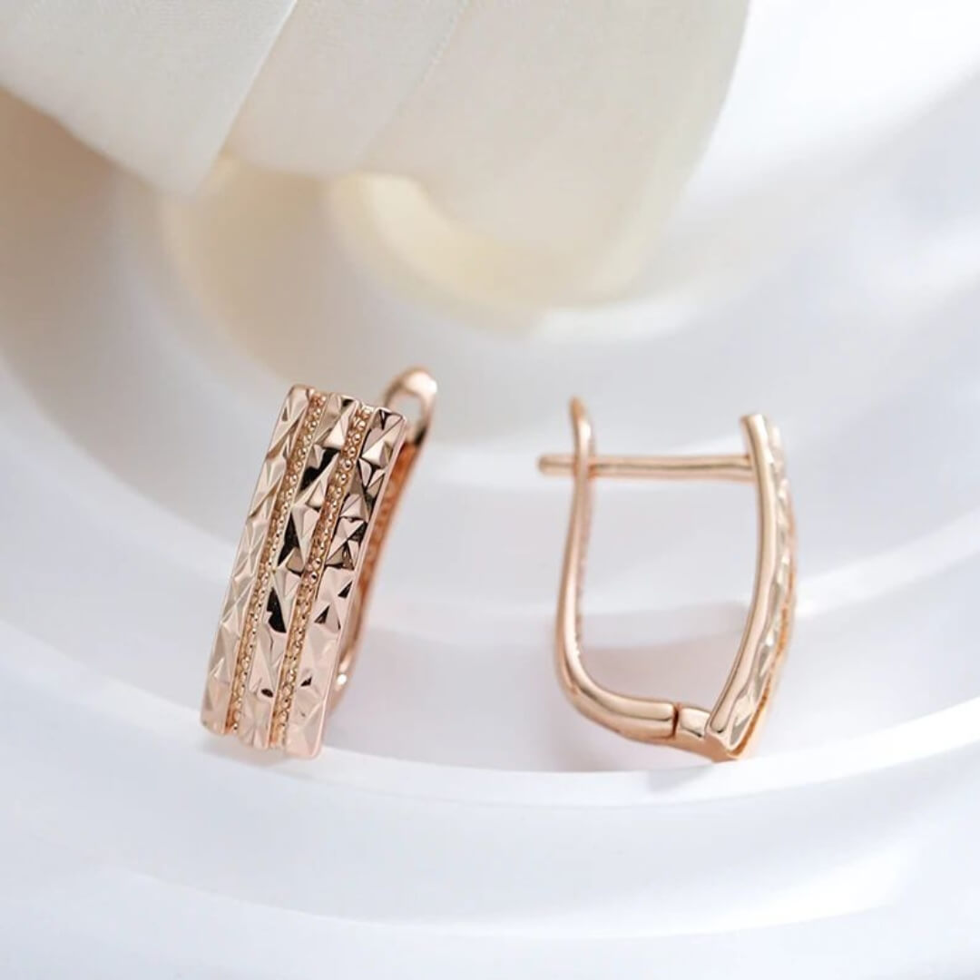 Rose Gold Textured Hoop Earrings - Diane Jewelry