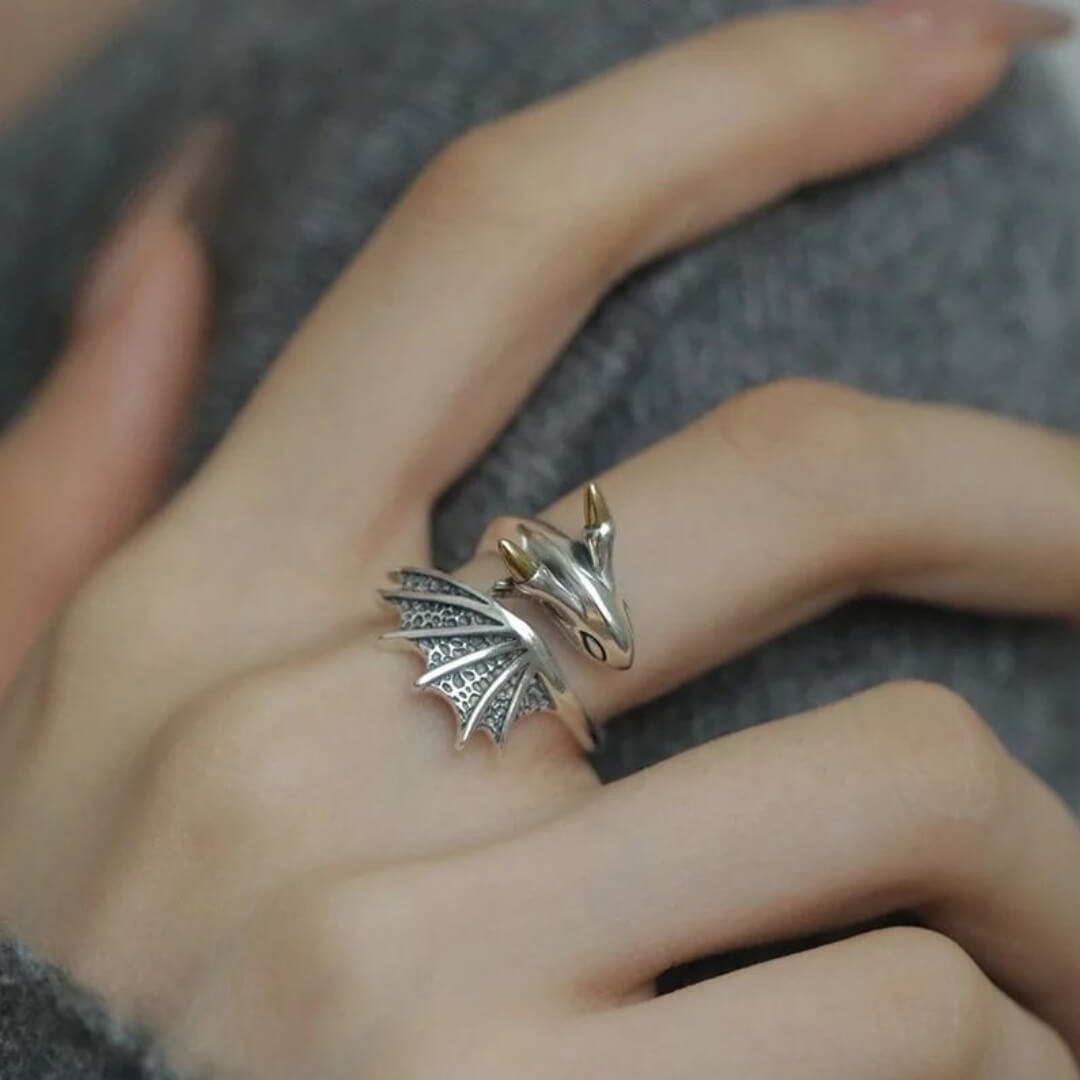 Adjustable Silver Dragon Wrap Ring - Diane Jewelry