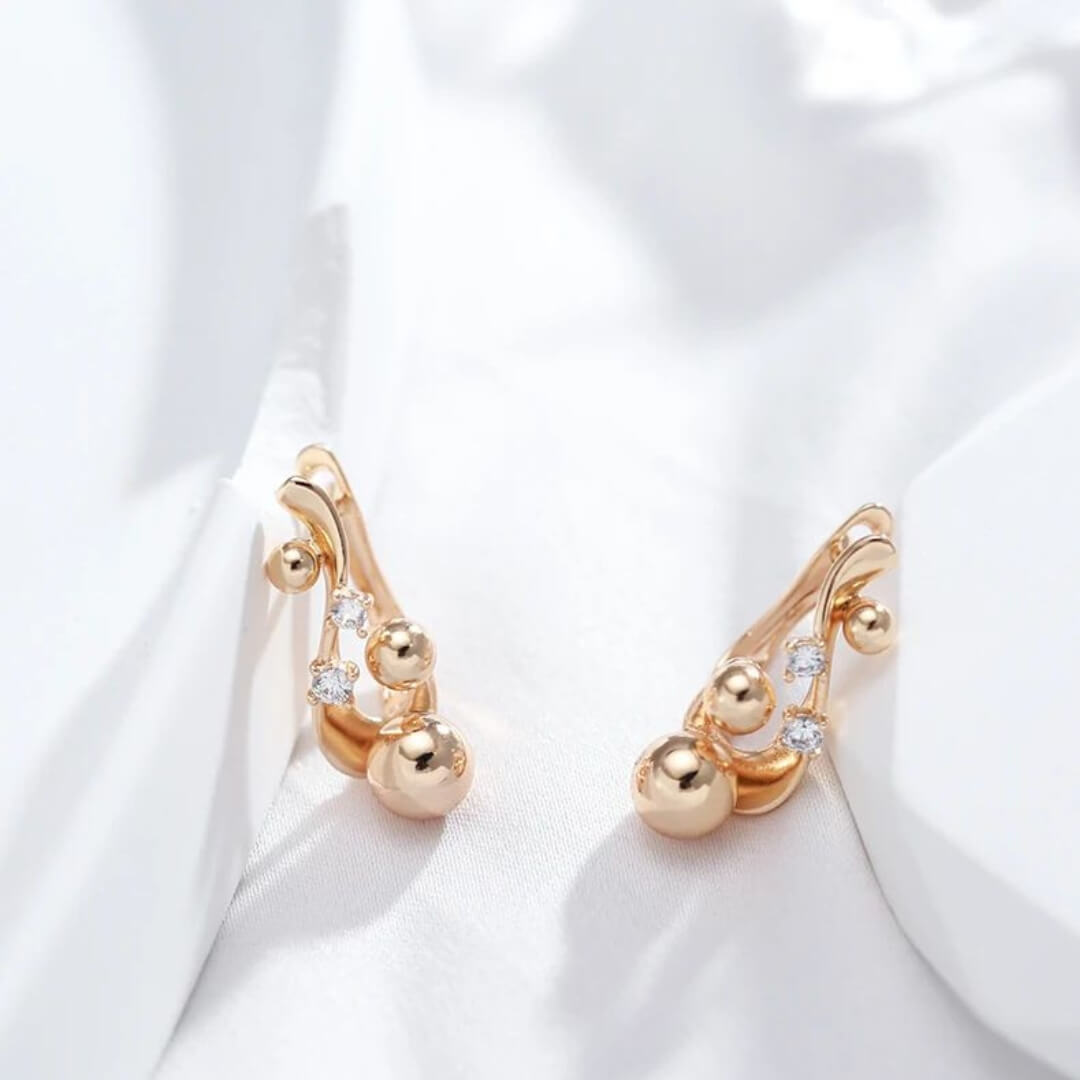 Gold Ball Crystal Hoop Earrings - Diane Jewelry
