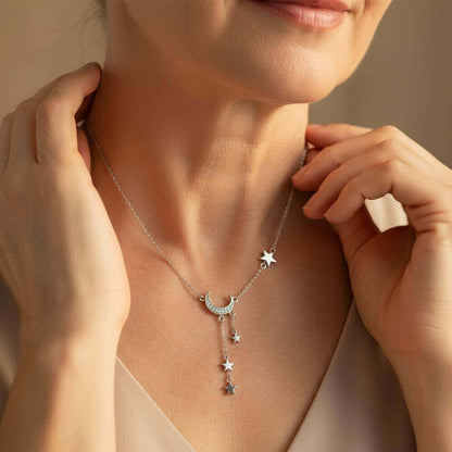 Moon Star Celestial Silver Necklace Emma & Noah Jewelry