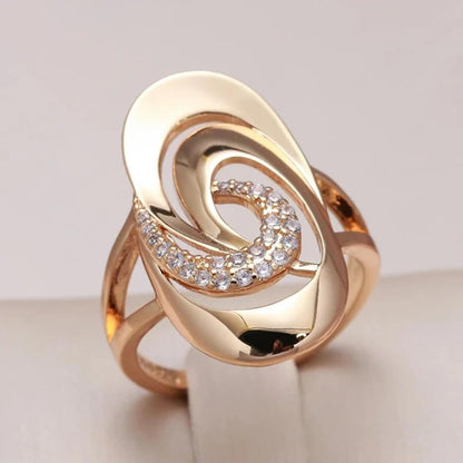 Gold Swirl Crystal Statement Ring - Diane Jewelry