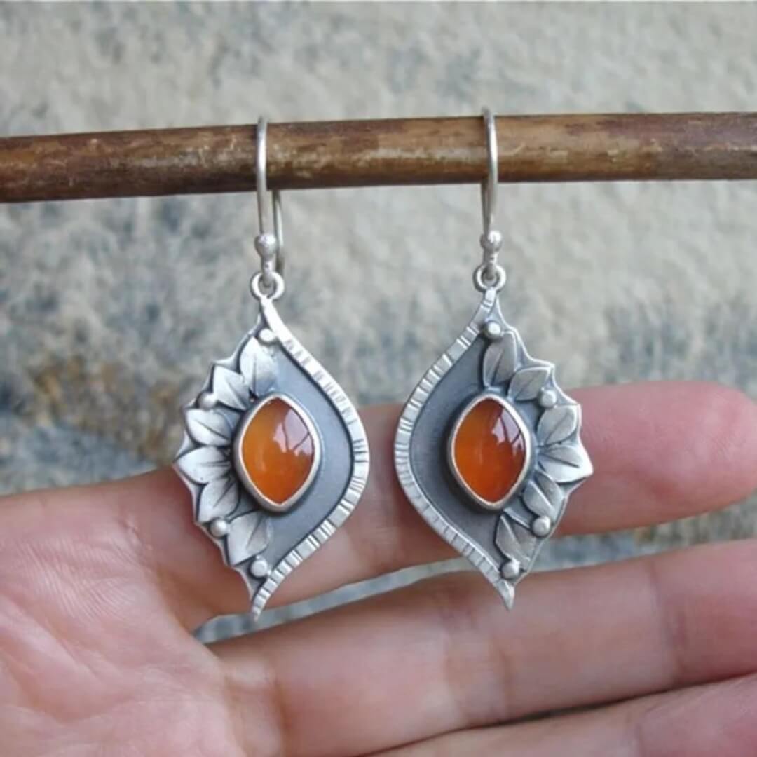 Bohemian Silver Lotus Earrings - Diane Jewelry