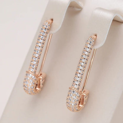 Crystal Safety Pin Earrings - Diane Jewelry