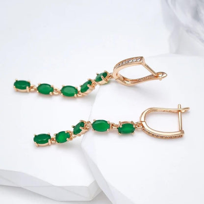 Elegant Long Green Drop Earrings - Diane Jewelry