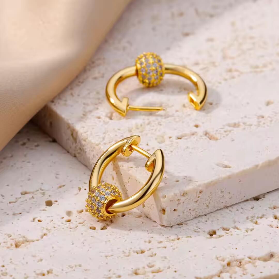 Gold Hoop Earrings with Charm - Diane Jewelry