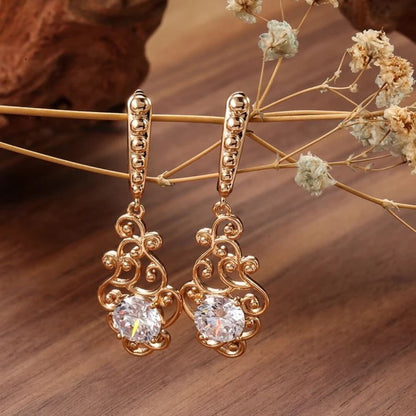 Vintage Drop Earrings with Crystals - Diane Jewelry