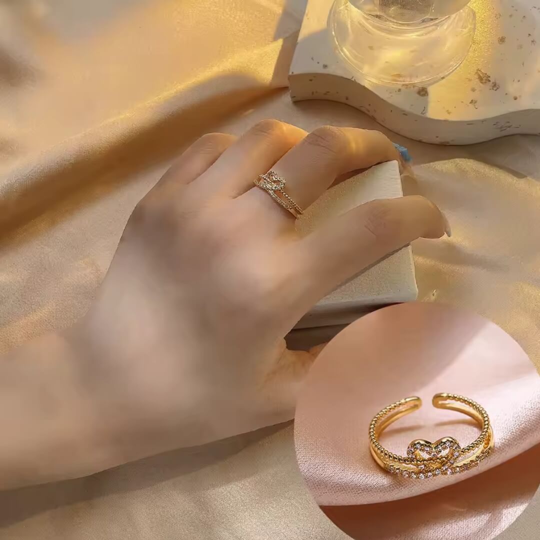 Adjustable Gold Heart Shape Ring - Diane Jewelry