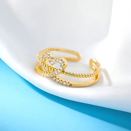 Adjustable Gold Heart Shape Ring - Diane Jewelry