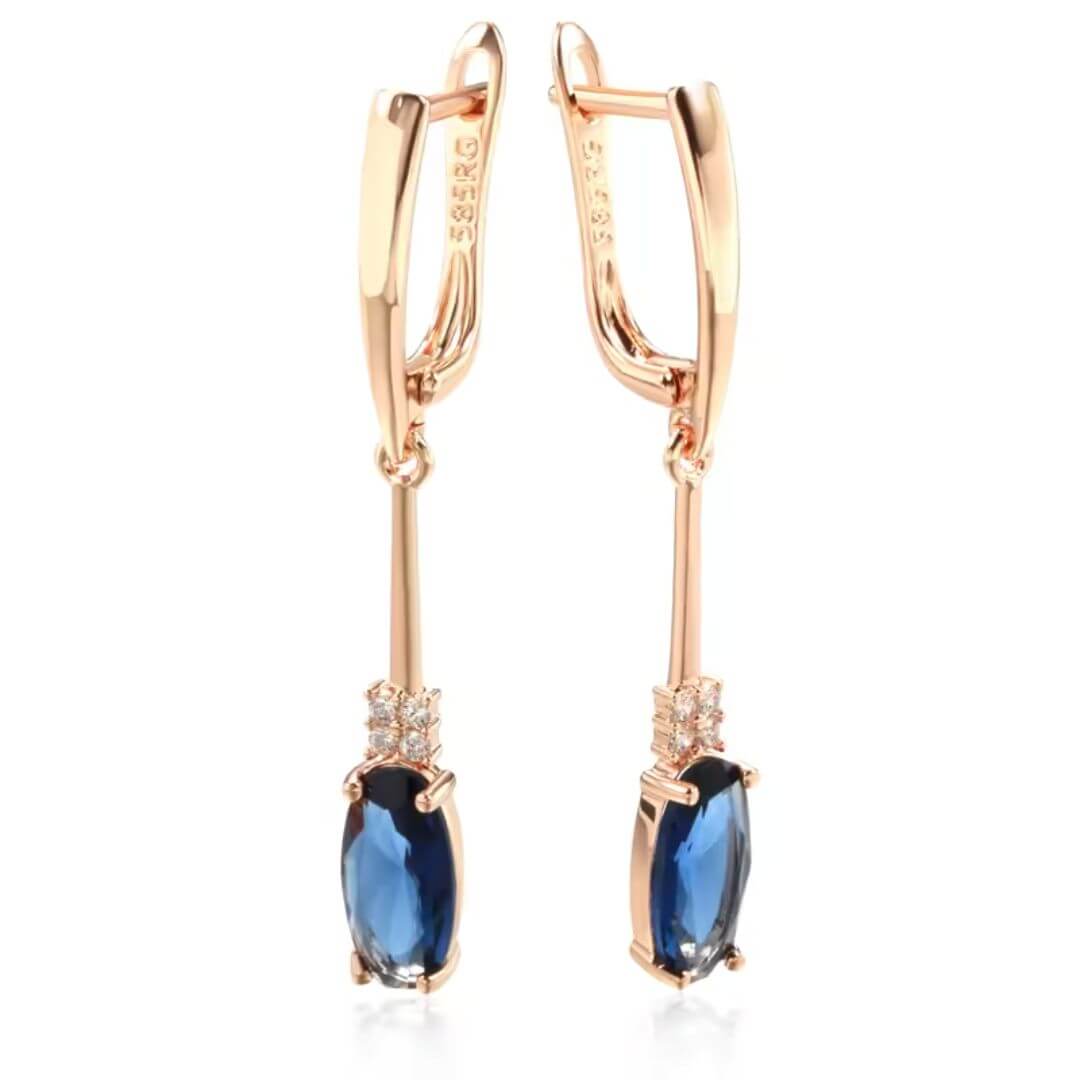 Blue Crystal Rose Gold Earrings - Diane Jewelry
