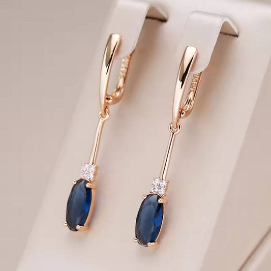 Blue Crystal Rose Gold Earrings - Diane Jewelry