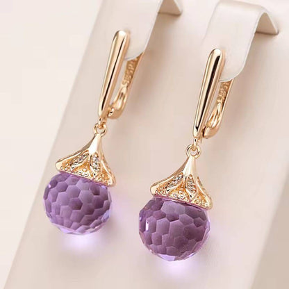 Purple Crystal Rose Gold Earrings - Diane Jewelry