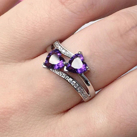 Purple Heart Crystal Promise Ring - Diane Jewelry