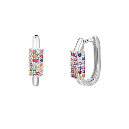 Gold Rainbow Crystal Huggie Earrings - Diane Jewelry