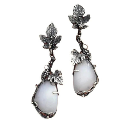 Vintage Grape Leaf Drop Earrings - Diane Jewelry