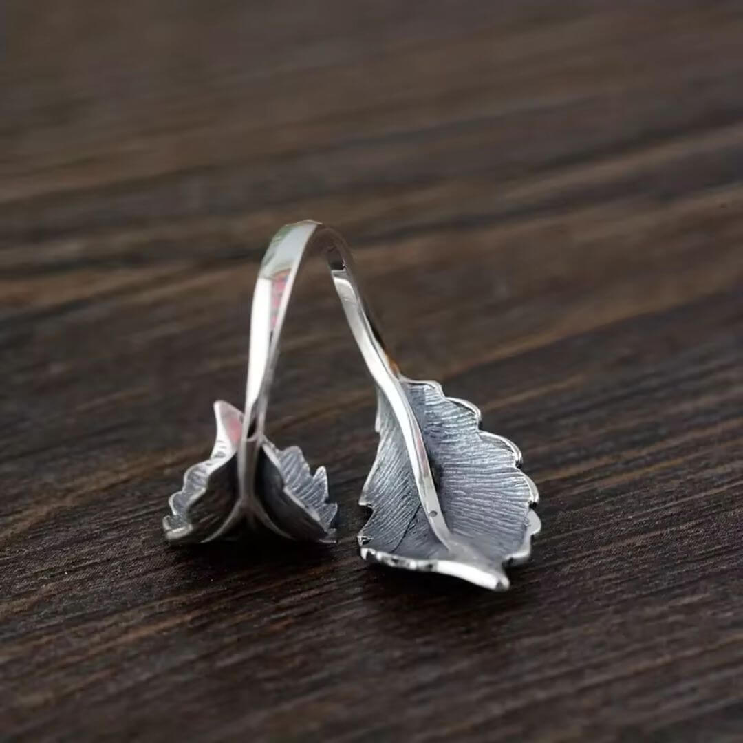 Silver Adjustable Leaf Wrap Ring - Diane Jewelry