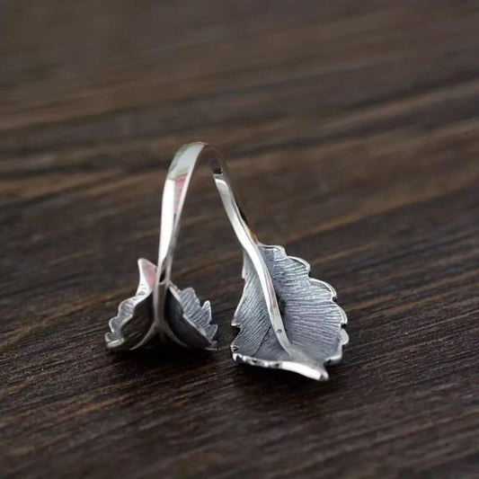 Silver Adjustable Leaf Wrap Ring - Diane Jewelry