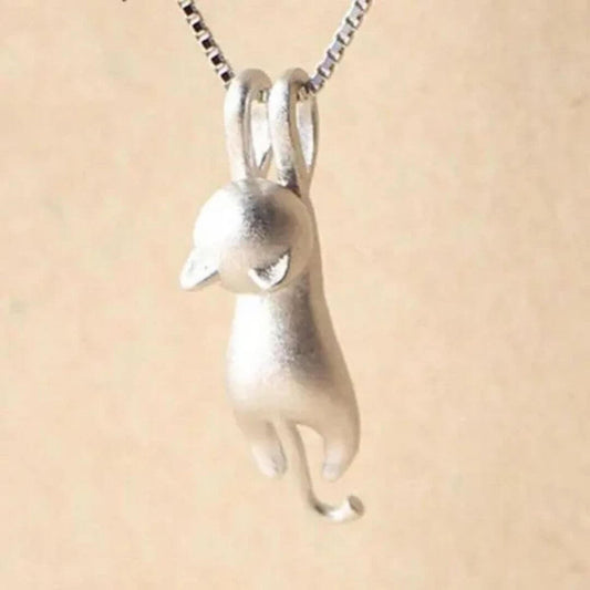 Minimalist Silver Cat Pendant Necklace - Diane Jewelry