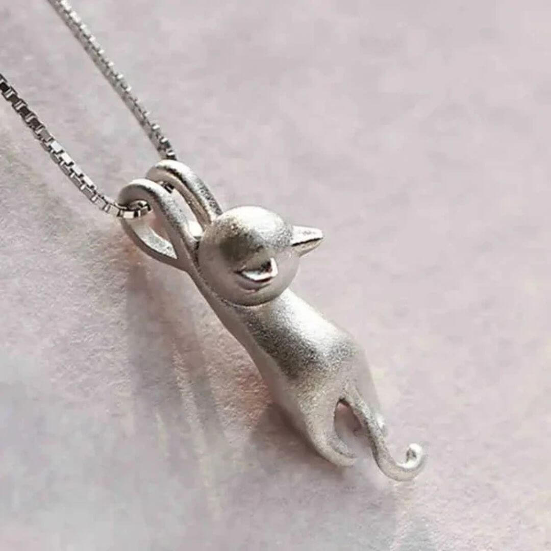 Minimalist Silver Cat Pendant Necklace - Diane Jewelry