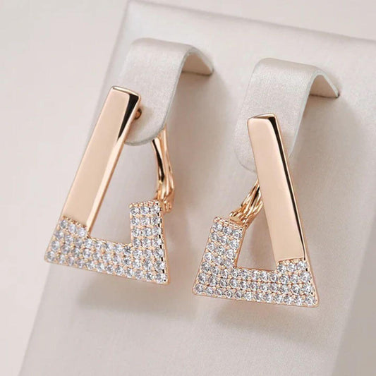 Geometric Rose Gold Crystal Earrings - Diane Jewelry